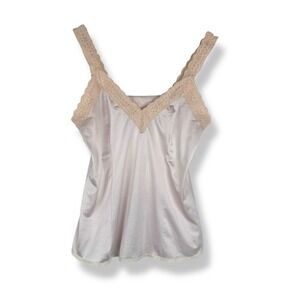 Vintage 70s 80s Satin Lace Cami Top Womens Size Small Coquette Boudoir‎ Ethereal